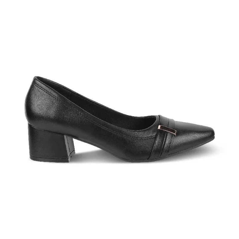 High heels for elegant night strolls -trendy high heels for women-Tresmode Newar Black Women's Dress Block Heel Pumps