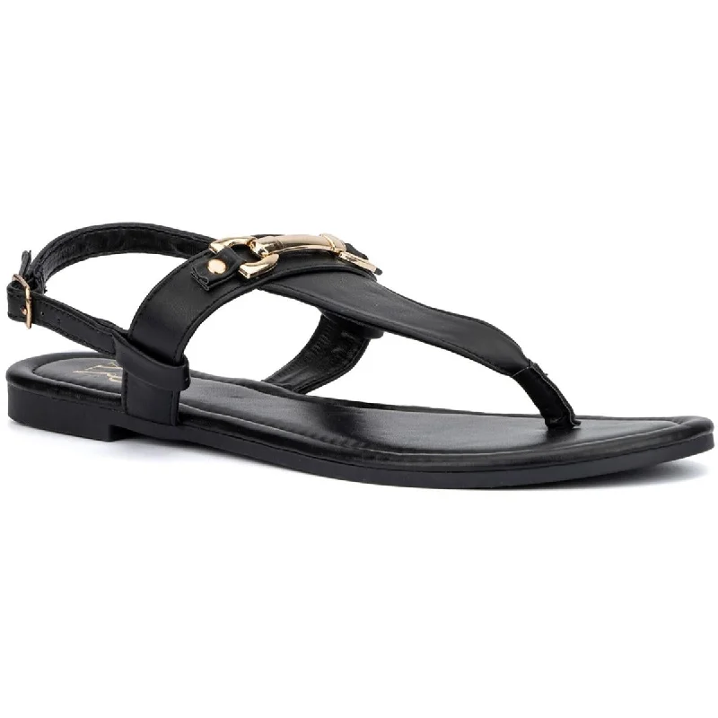 Lightweight sandals for short trips-New York & Company Womens Angelica Embellished Thong Slingback Sandals