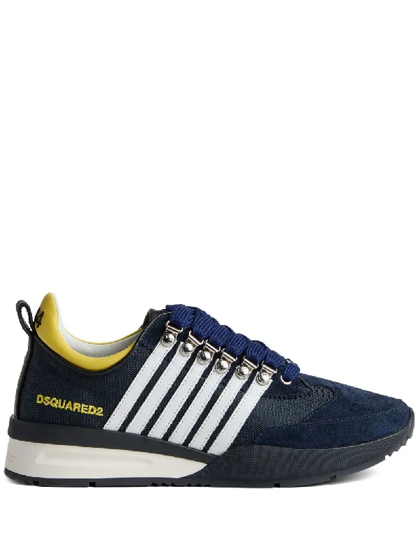 Athletic shoes with cushioned uppers -DSQUARED2 Stylish Striped Low-Top Sneakers for Men