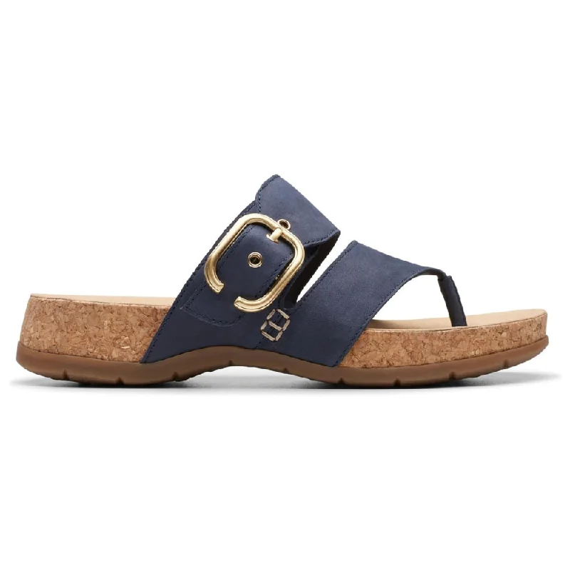 Clarks Reileigh Park Navy Nubuck Flip-Flop (Women's)