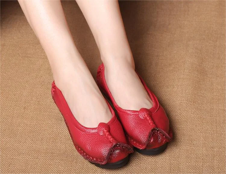 Women Casual Twisted Handmade Flat Leather Shoes