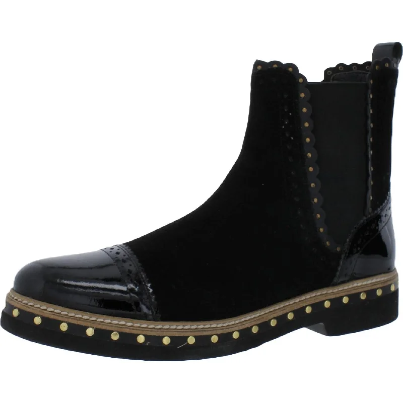 Best boots for ankle comfort-Free People Womens Atlas Suede Studded Chelsea Boots