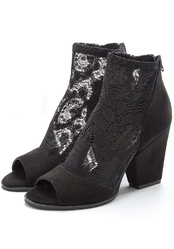 High heels for indoor night strolls -high heels with ankle strap-LASCANA Women's Lace Insert Heels