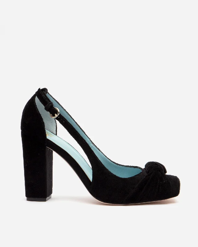 High heels with cushioned designs -high heels with creative design-Retro Pump Velvet Black