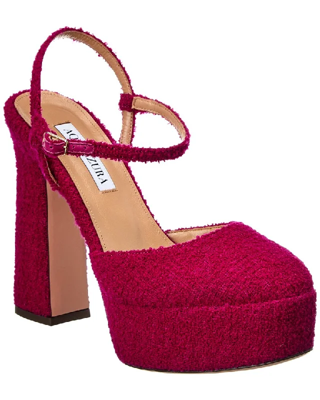 High heels with trendy designs -comfortable high heels with added comfort-Aquazzura Groove Plateau 120 Boucle Platform Pump