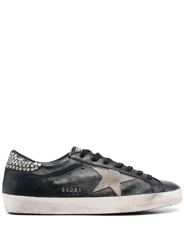 Affordable athletic shoes under 50 dollars -GOLDEN GOOSE Men's Super-Star Sneakers in Black/Taupe/Silver for SS23