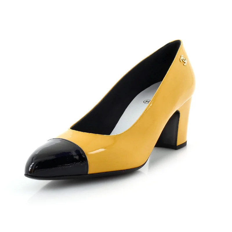 High heels for weekend night looks -high heels for weddings guests-Women's Cap Toe Pumps Patent