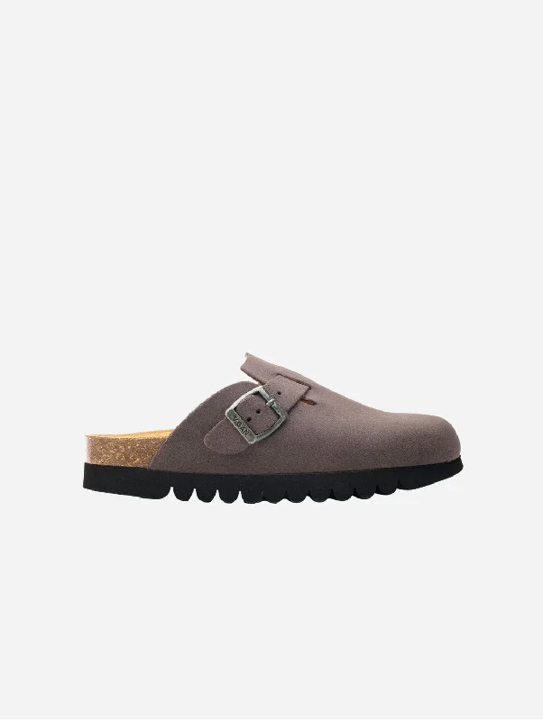 relaxed slippers casual-Taro Comfort Women's Vegan Footbed Slippers | Grey