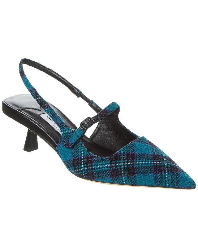 High heels with trendy comfort -high heels with delicate embroidery-Jimmy Choo Didi 45 Tartan Slingback Pump