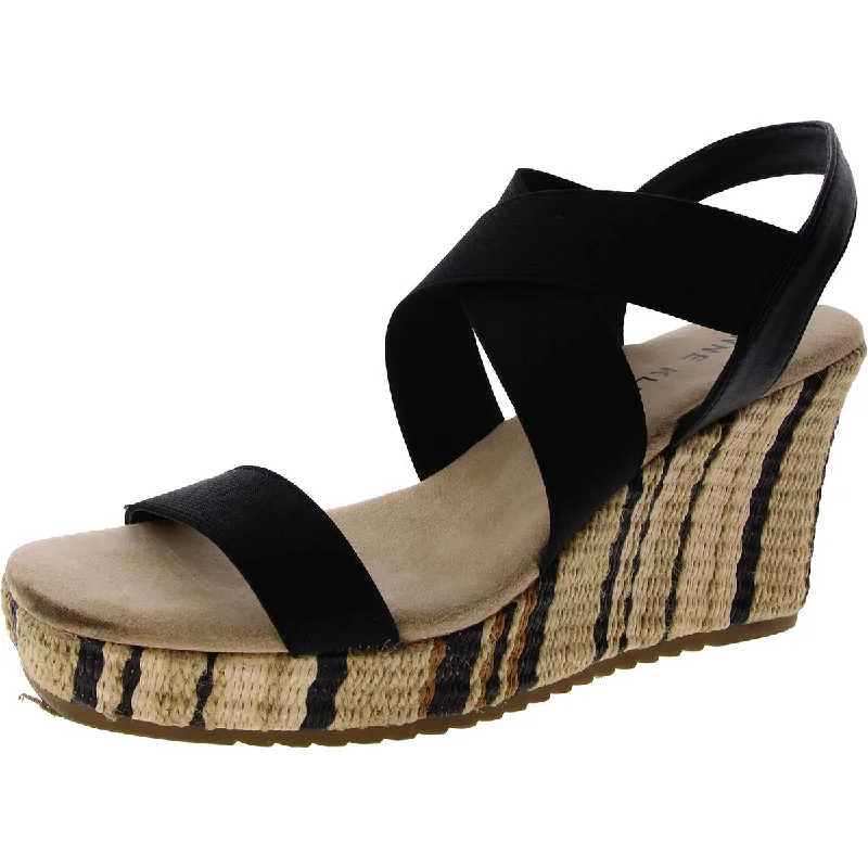 Non-slip sandals for wet trips-Anne Klein Womens Canvas Platform Wedge Sandals