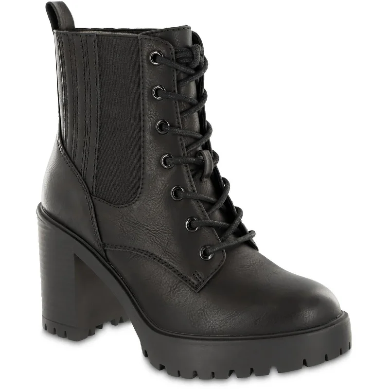 Waterproof boots for wet hikes-Mia Womens Daryl Faux Leather Lug Sole Combat & Lace-Up Boots