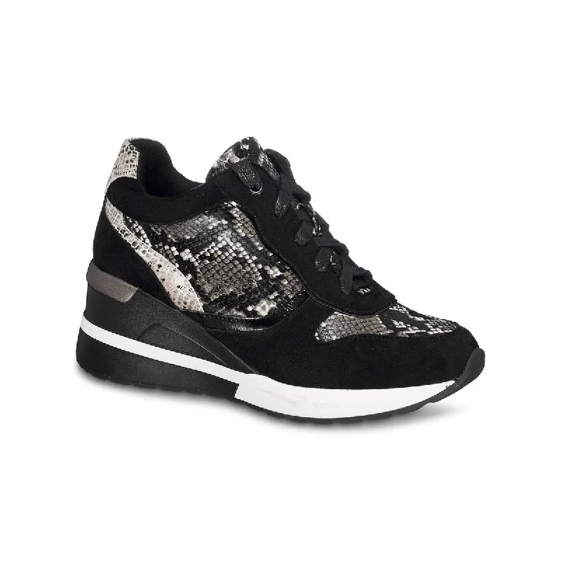 Athletic shoes with stylish relief -GC Shoes Womens Canali Faux Suede Snake Print Fashion Sneakers