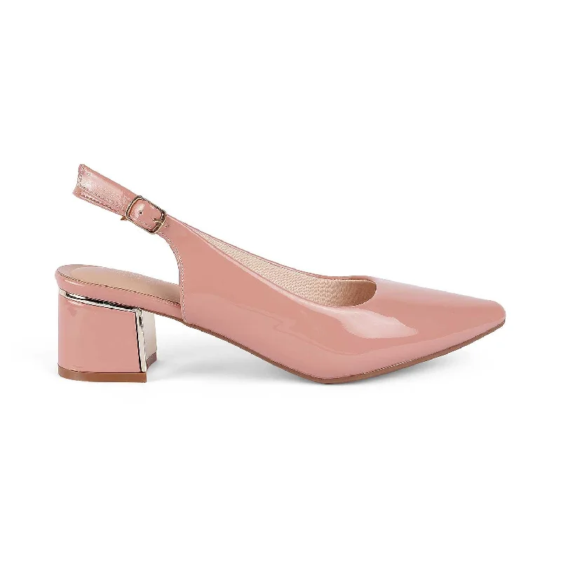 High heels for women with ankle relief -comfortable high heels for all-day wear-Tresmode Jane Pink Women's Dress Block Heel Pumps