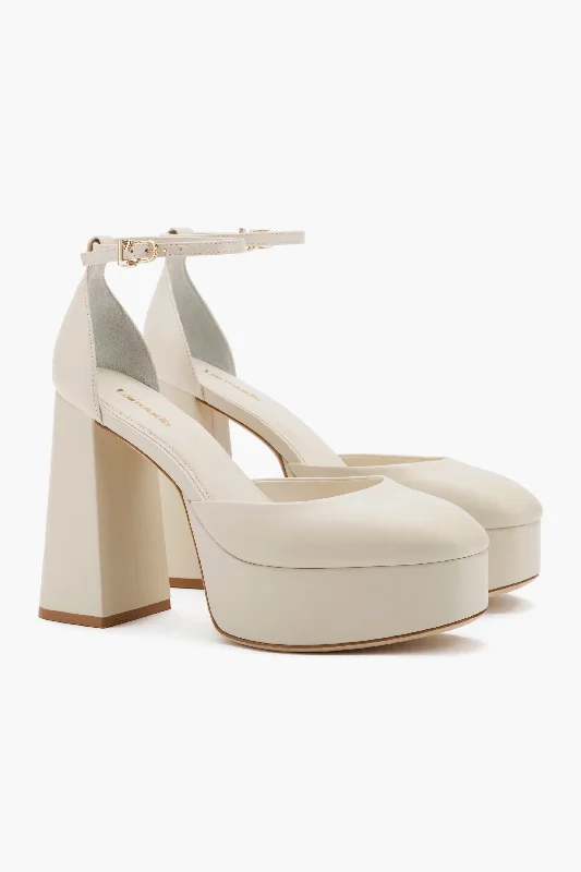 High heels for indoor night walks -high heels for holiday parties-Ivory Leather Ari Pumps