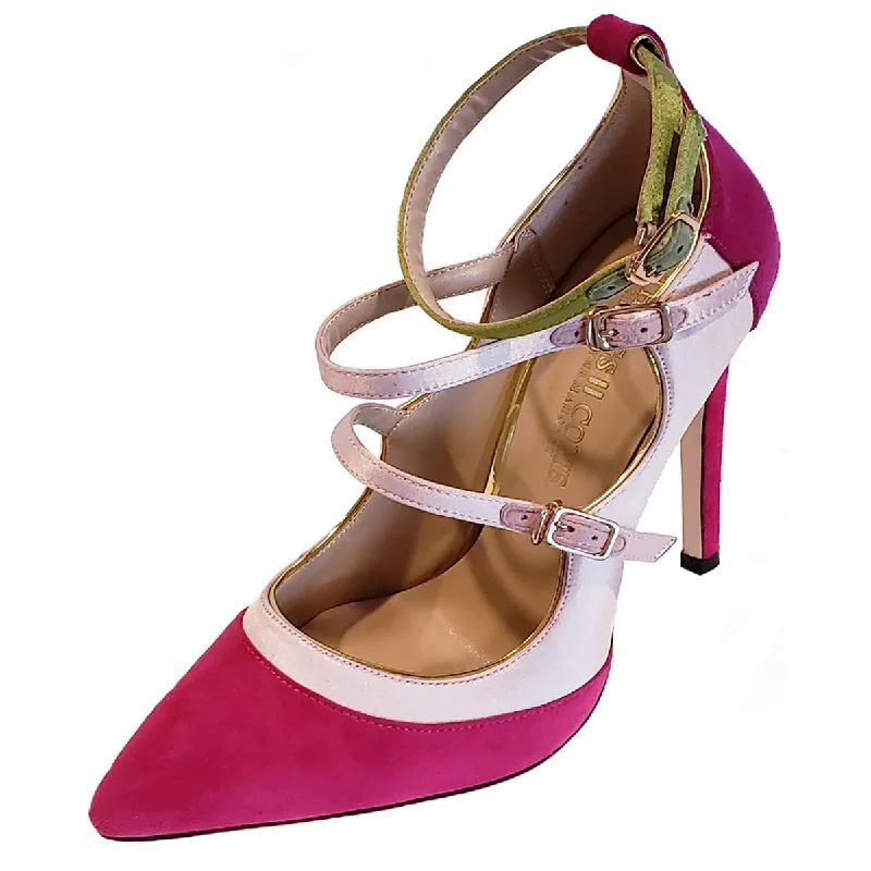 High heels with slip-on designs -high heels with floral detailing-Things II Come Womens Jackiee Suede Strappy Pumps