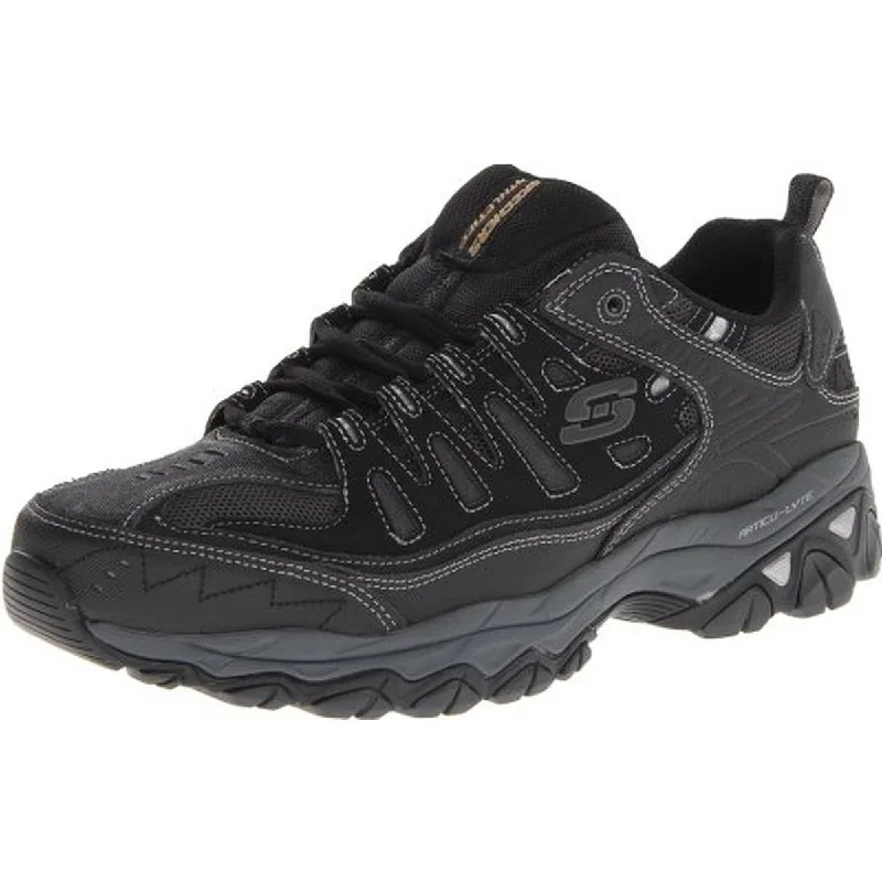 Athletic shoes with padded midsoles -Skechers Mens Afterburn Leather Memory Foam Fashion Sneakers