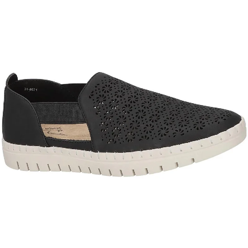 Athletic shoes with trendy designs -Easy Street Womens Mega Fresh Faux Leather Perforated Slip-On Sneakers