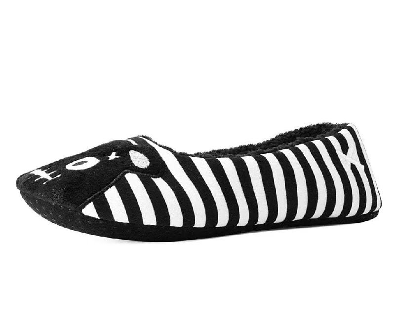 deal slippers affordable-Black & White Striped Punk Panda Slipper