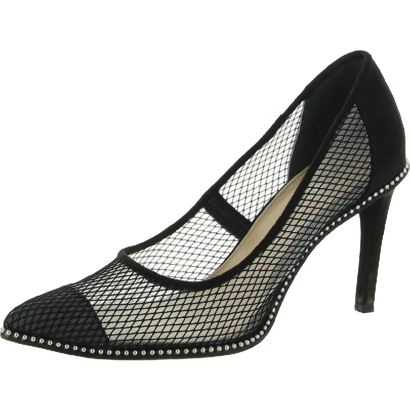 High heels for long night strolls -classic black high heels-Bar III Womens Binsa Embellished Mesh Pumps