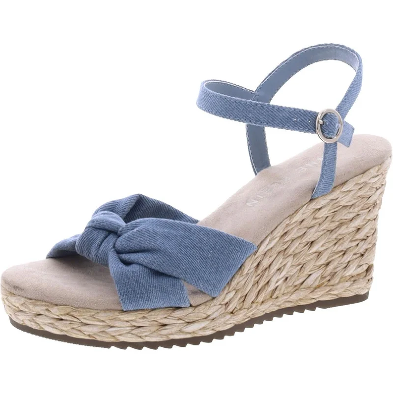 Cheap sandals for family hikes-Anne Klein Womens Wheatley Faux Leather Sandal Wedge Heels