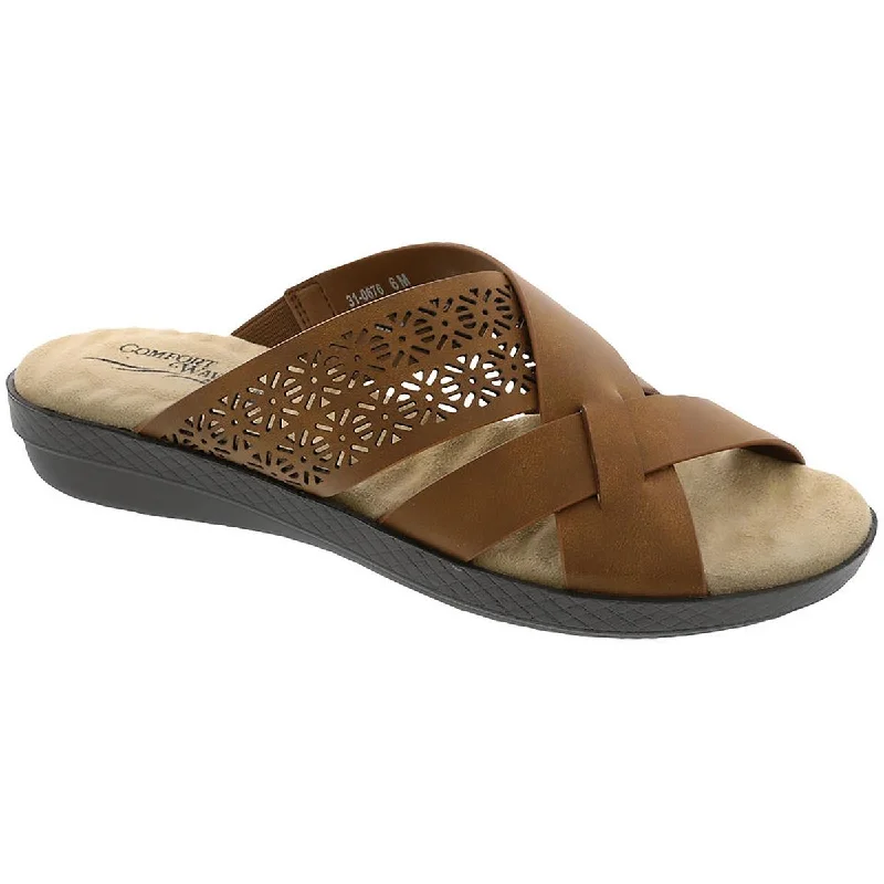 Affordable sandals for women’s wear-Easy Street Womens Coho Faux Leather Slide Sandals