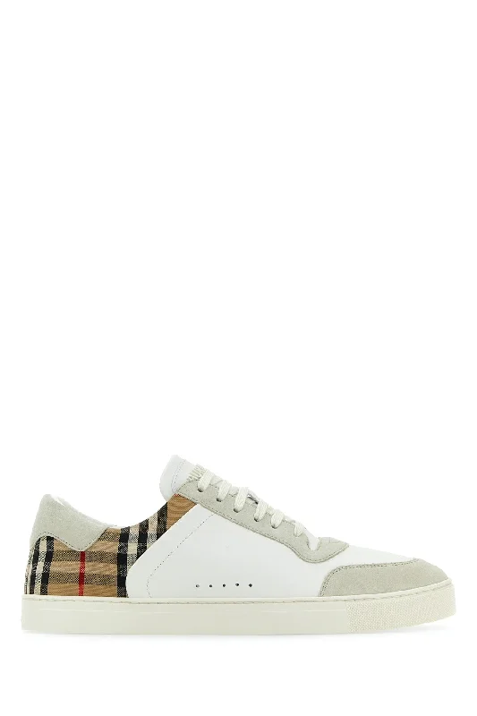 Athletic shoes with bold footbeds -BURBERRY Suede and Leather Sneakers for Men