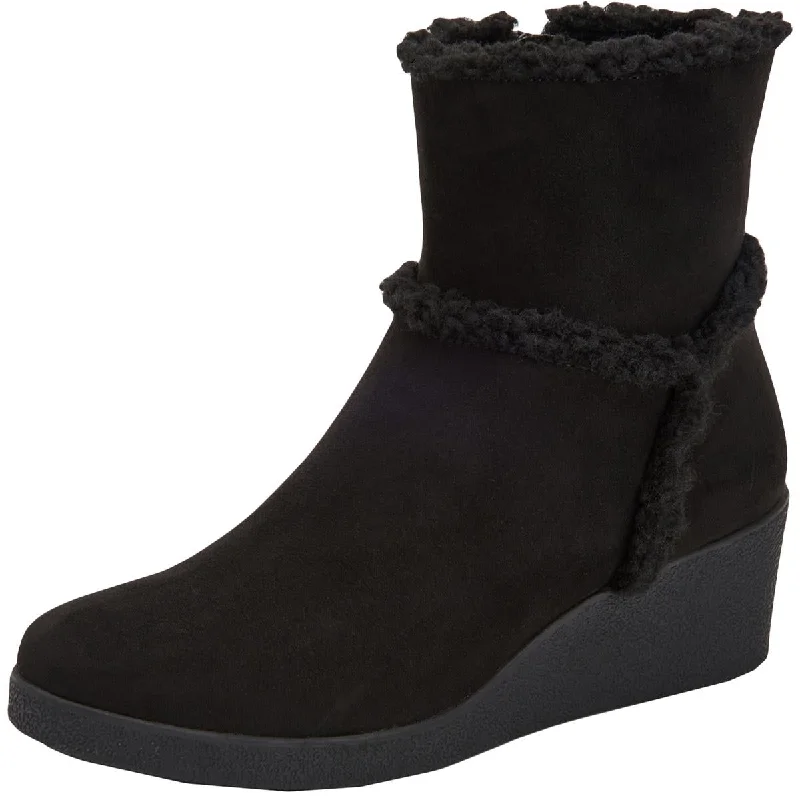 Style & Co. Womens Jordanyy Suede Ankle Wedge Boots