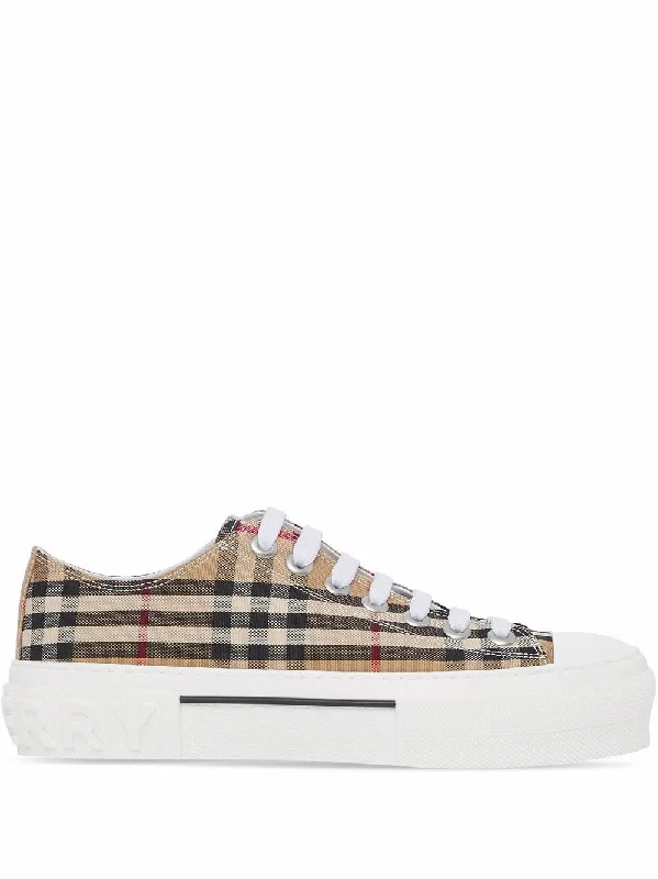 Athletic shoes for intense fitness classes -BURBERRY Low Top Camel Check Sneakers for Women