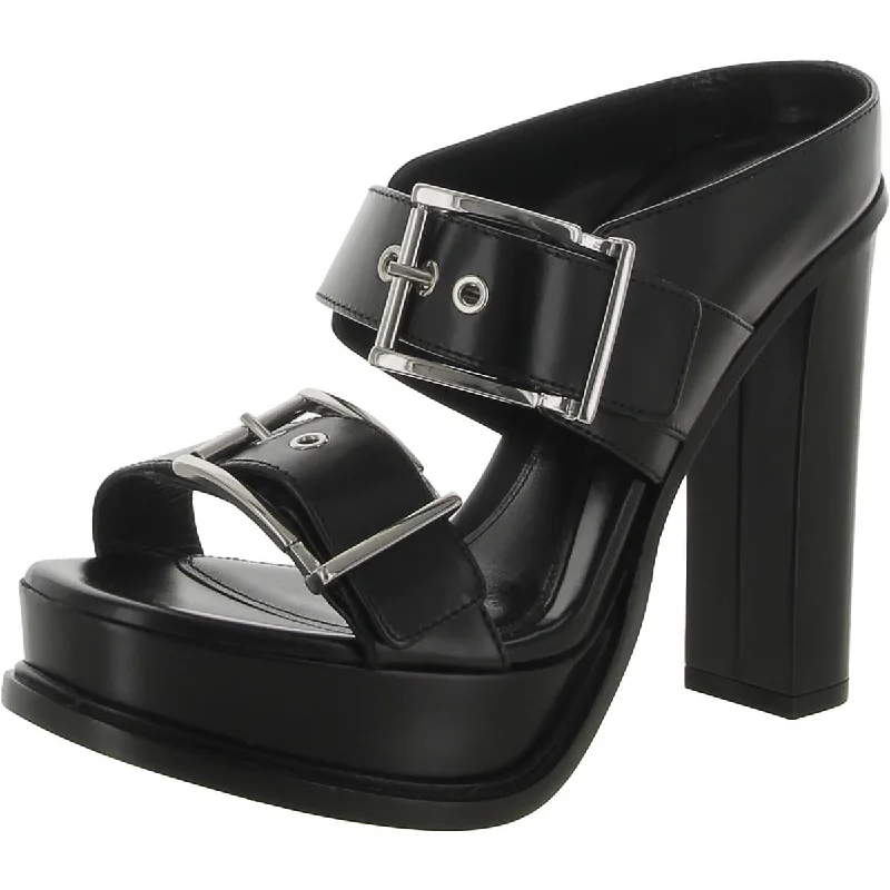 Waterproof sandals for lake trips-Alexander McQueen Womens Leather Open Toe Platform Heels