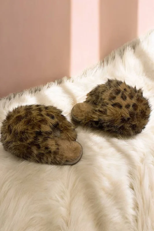 vibe slippers pink-LEOPARD EXTREME OVERSIZED FAUX FUR FLUFFY SLIPPERS (PACK OF 36 PAIRS)