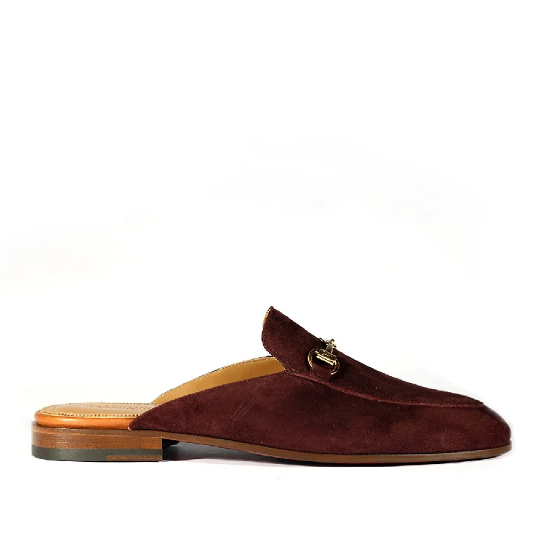 cozy slippers vegan-Valentino 19700 Men's Shoes Amarone Suede Leather Slipper Mules (VAL1004)