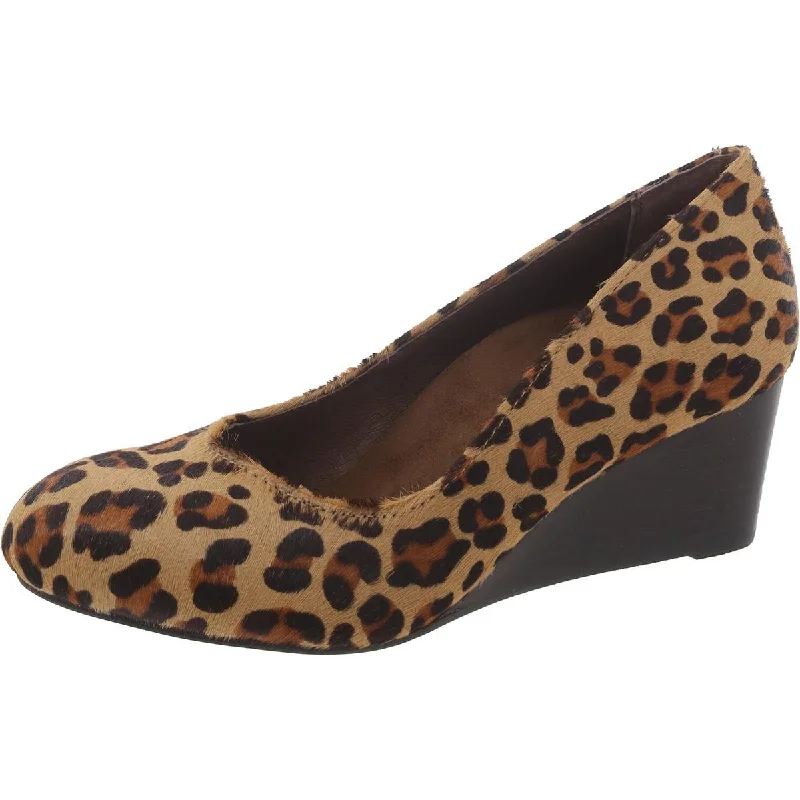 High heels with plush uppers -high heels for a chic appearance-Antonia Womens Calf Hair Leopard Print Wedge Heels