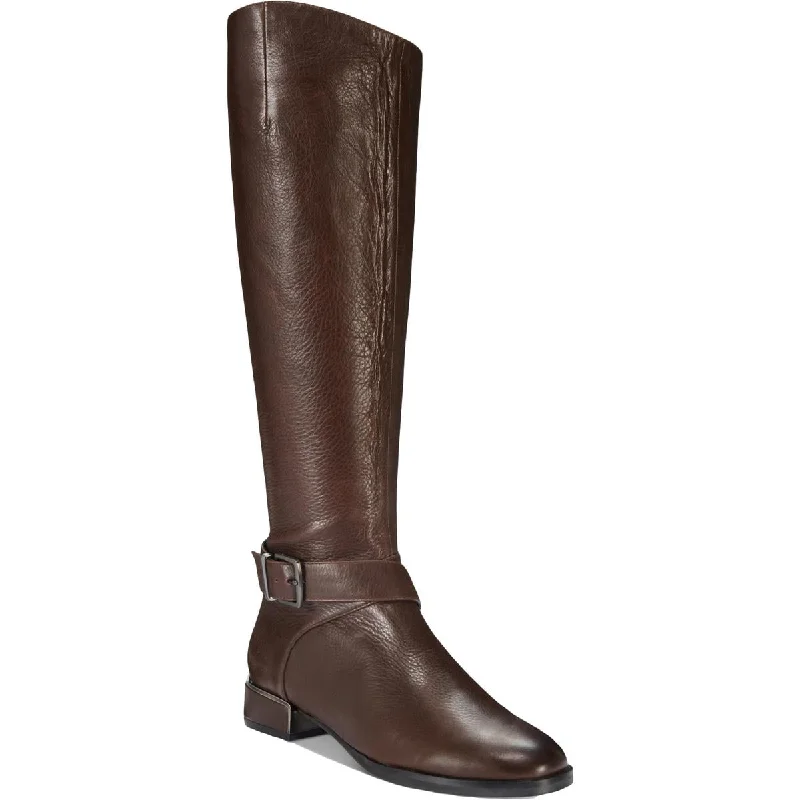 Comfortable boots for long walks-Kenneth Cole New York Womens Branden Buckle Leather Knee-High Riding Boots