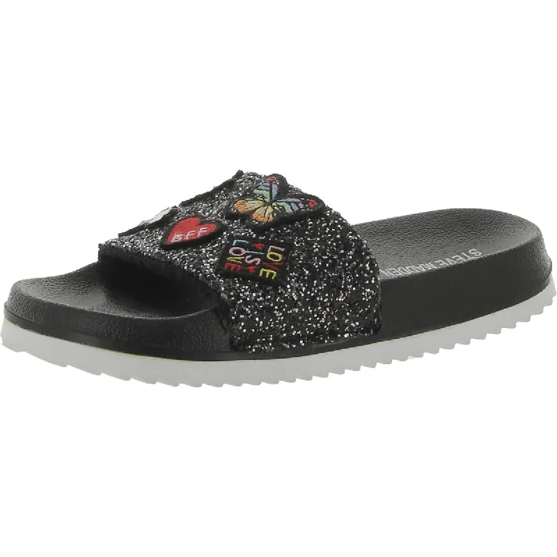 Lightweight sandals for city hikes-Steve Madden Womens Glitter Textured Slide Sandals