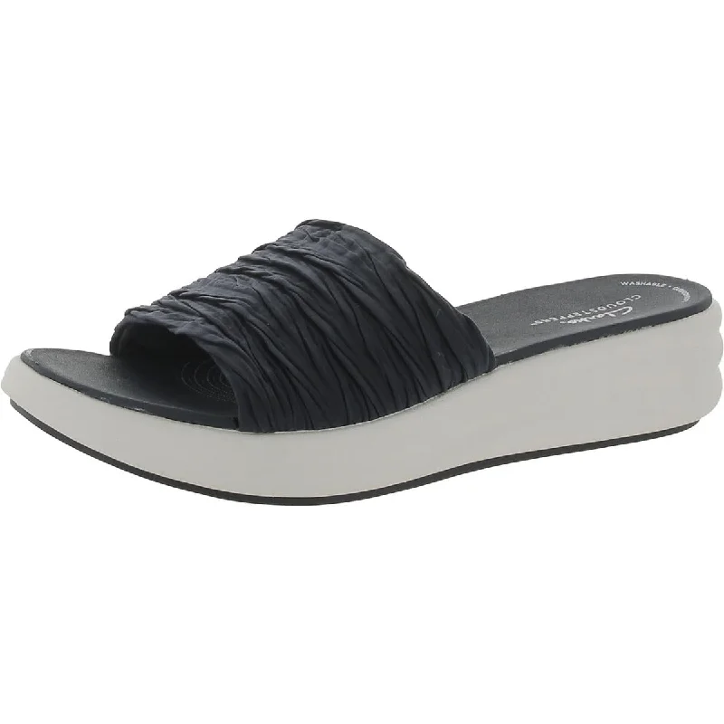 Premium sandals for tropical hikes-Cloudsteppers by Clarks Womens Textured Round Toe Slide Sandals