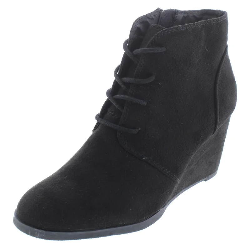 Durable boots for desert hiking-American Rag Womens Baylie Faux Suede Ankle Wedge Boots