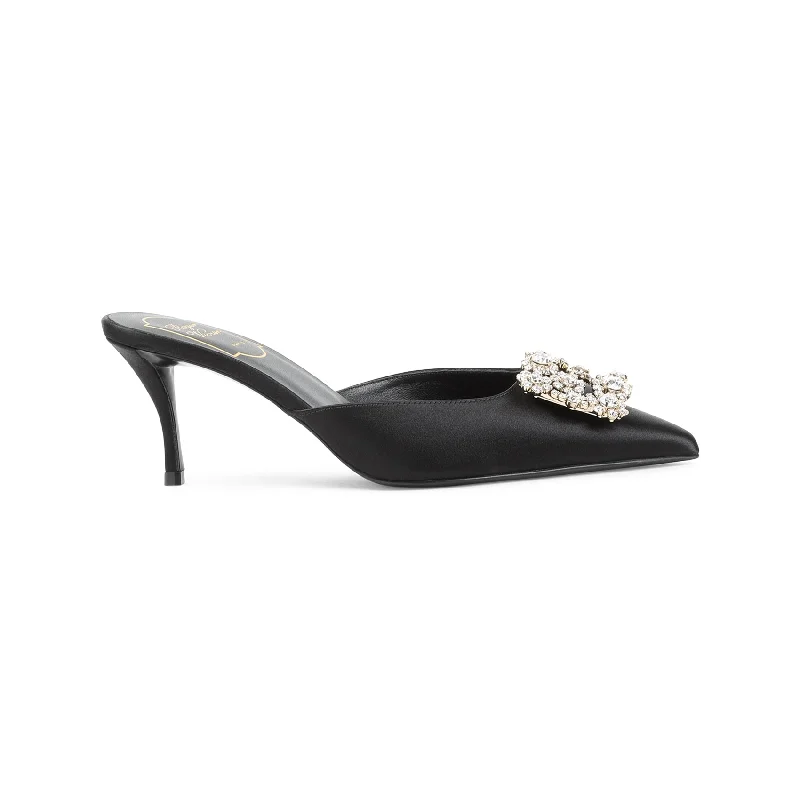 High heels with trendy textures -high heels for a sophisticated look-ROGER VIVIER Flower Strass 65 Flat Pumps for Women