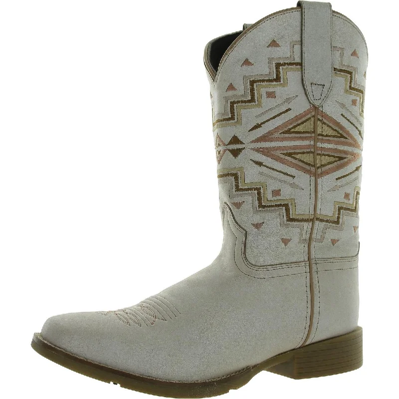 Stylish suede boots for women-Roper Womens  MONTEREY AZTEC Leather Square toe Cowboy, Western Boots