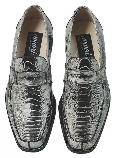 Loafers with textured leather -Mauri - 4323 Cambridge Ostrich Leg Penny Loafers