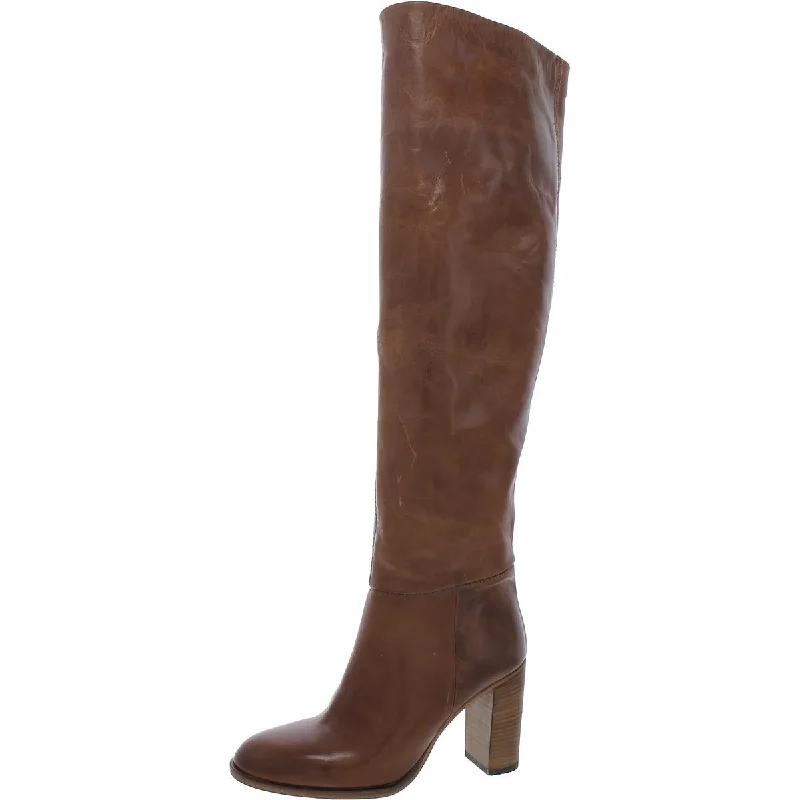 Best boots for wet climates-Free People Womens DAKOTA Leather Slouchy Knee-High Boots