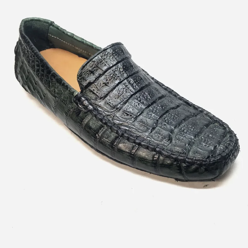 Loafers for beach weddings -Calzoleria Toscana All-Over Green Crocodile Belly Loafers