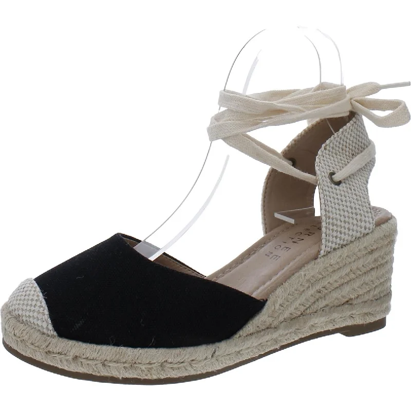 Best sandals for foot fatigue-Journee Collection Womens F Canvas Espadrille Heels