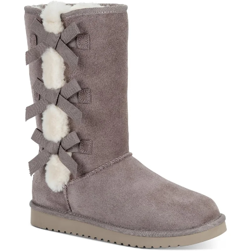 Warm boots for winter nights-Koolaburra Womens Victoria Tall Suede SHEEP Fur Trim Casual Boots